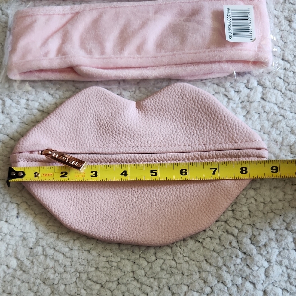 KYLIE SKIN Two Pink Headbands and BEAUTY BIO Lip-Shaped Pouch BUNDLE Set NWT - Picture 10 of 16